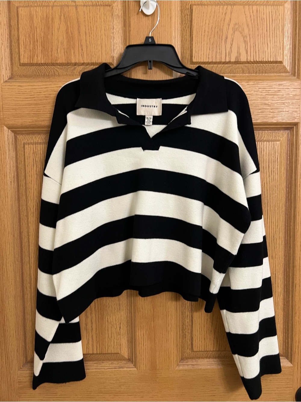 Industry Republic Clothing Cropped Striped Polo Sweater XL